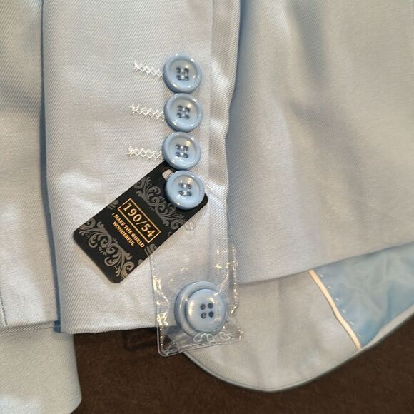 Men’s Pale Blue Slim Fit Dress Suit Jacket & Vest Size 38 NWT - Picture 11 of 11